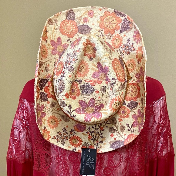 Floral Straw Cowboy Hat - Picture 1 of 7